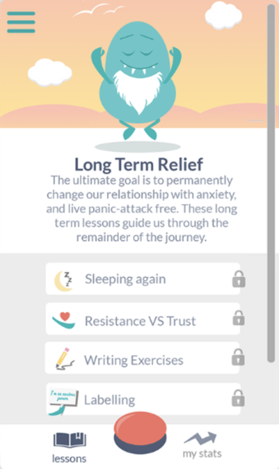 Rootd panic attack relief_screen, as a concept of gamification in mental health care apps